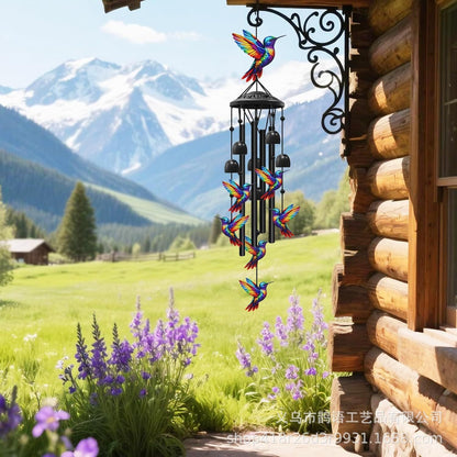 Retro Colorful Hummingbird Wind Chime