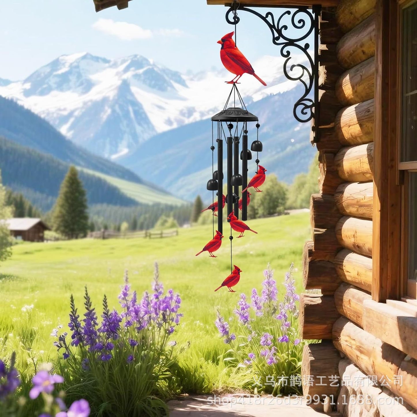 Retro Colorful Hummingbird Wind Chime