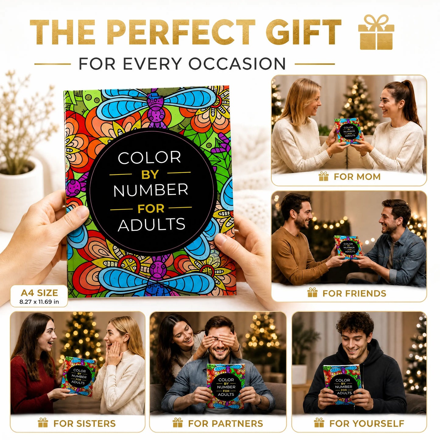 Color By Number Art Book with 75 Beautiful Relaxing Adult Coloring Pages for Stress Relief