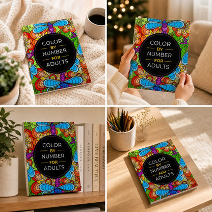 Color By Number Art Book with 75 Beautiful Relaxing Adult Coloring Pages for Stress Relief