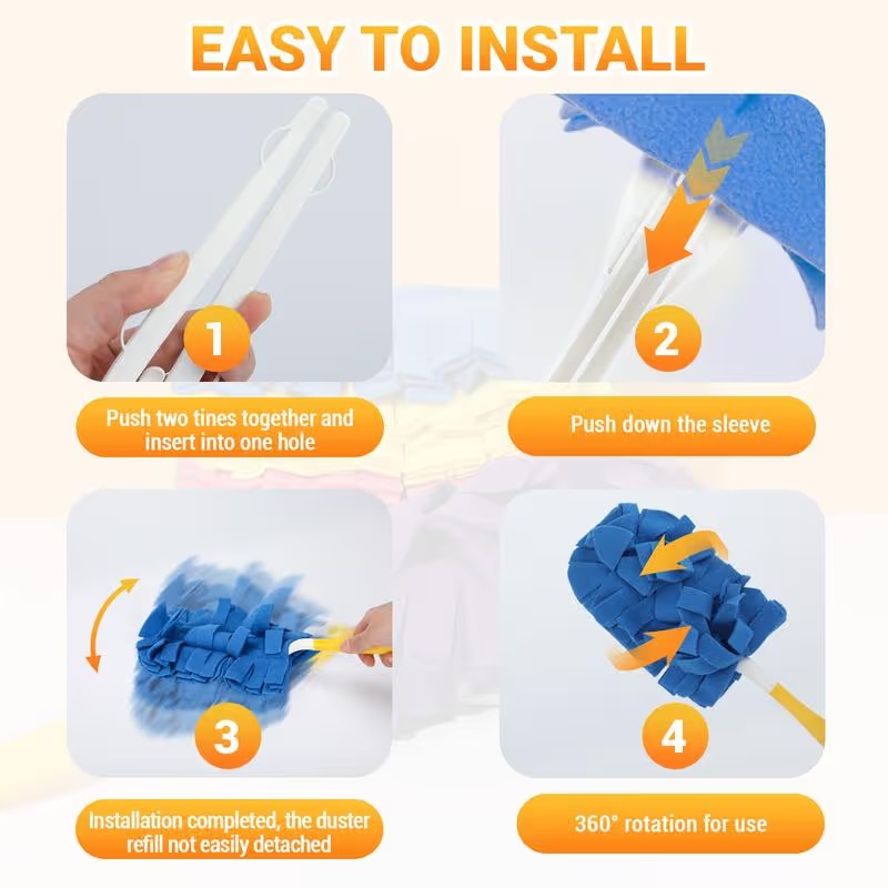 Reusable Chenille Microfiber Dust Duster for Hard-to-Reach Cleaning