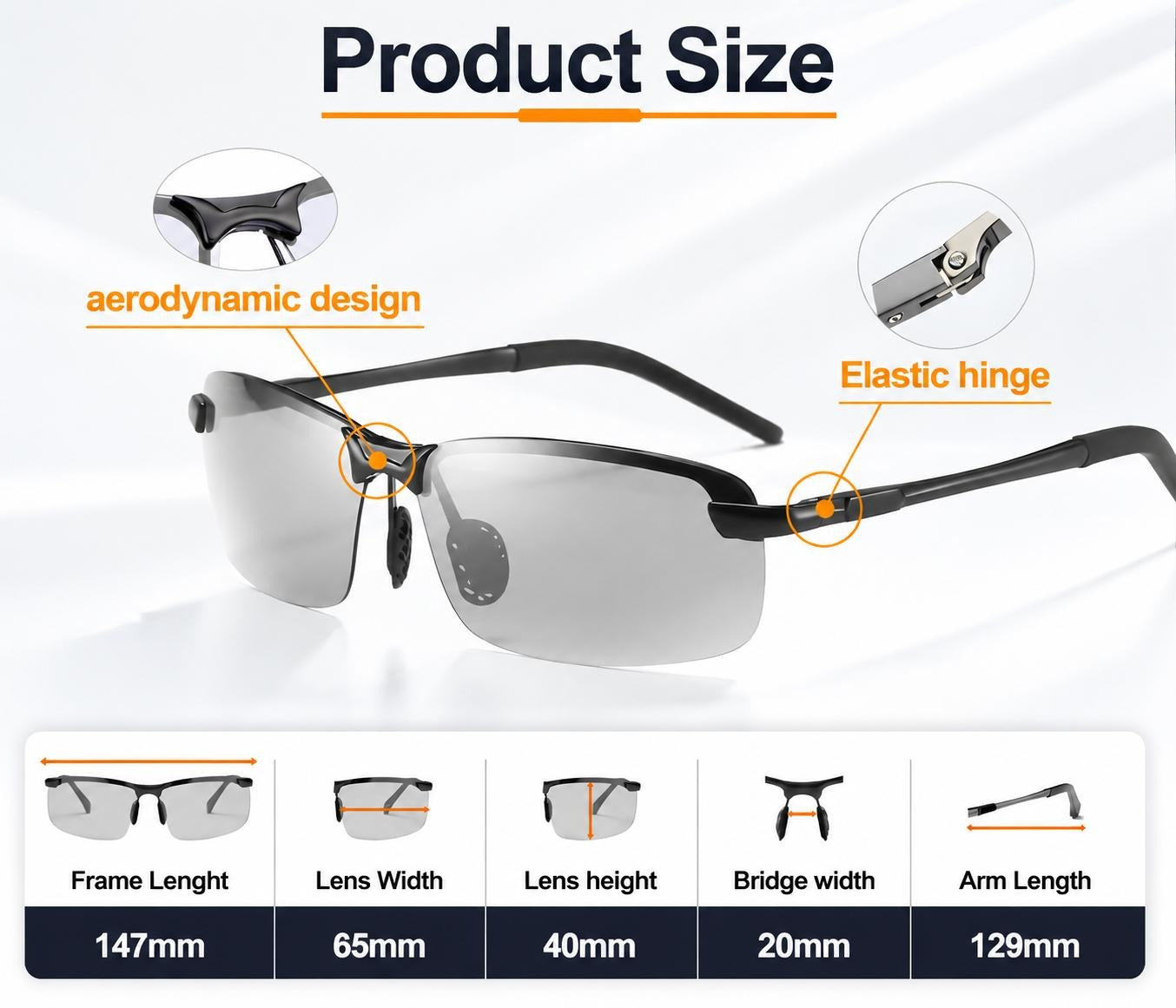 Photochromic Sunglasses with Anti-glare Polarized Lens