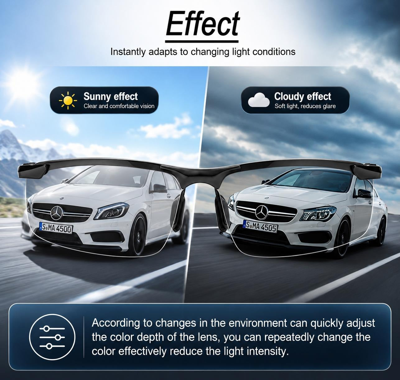 Photochromic Sunglasses with Anti-glare Polarized Lens