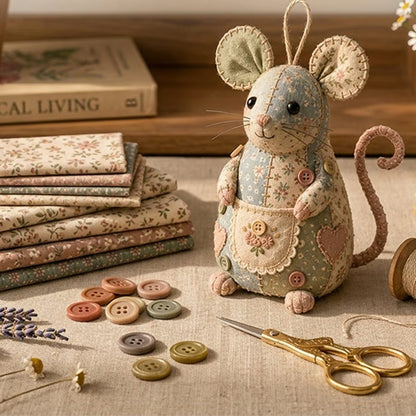 Handcrafted Vintage Mouse Plush Sewing Kit