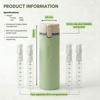 Portable 4-in-1 Travel Toiletry Bottle for Easy Packing