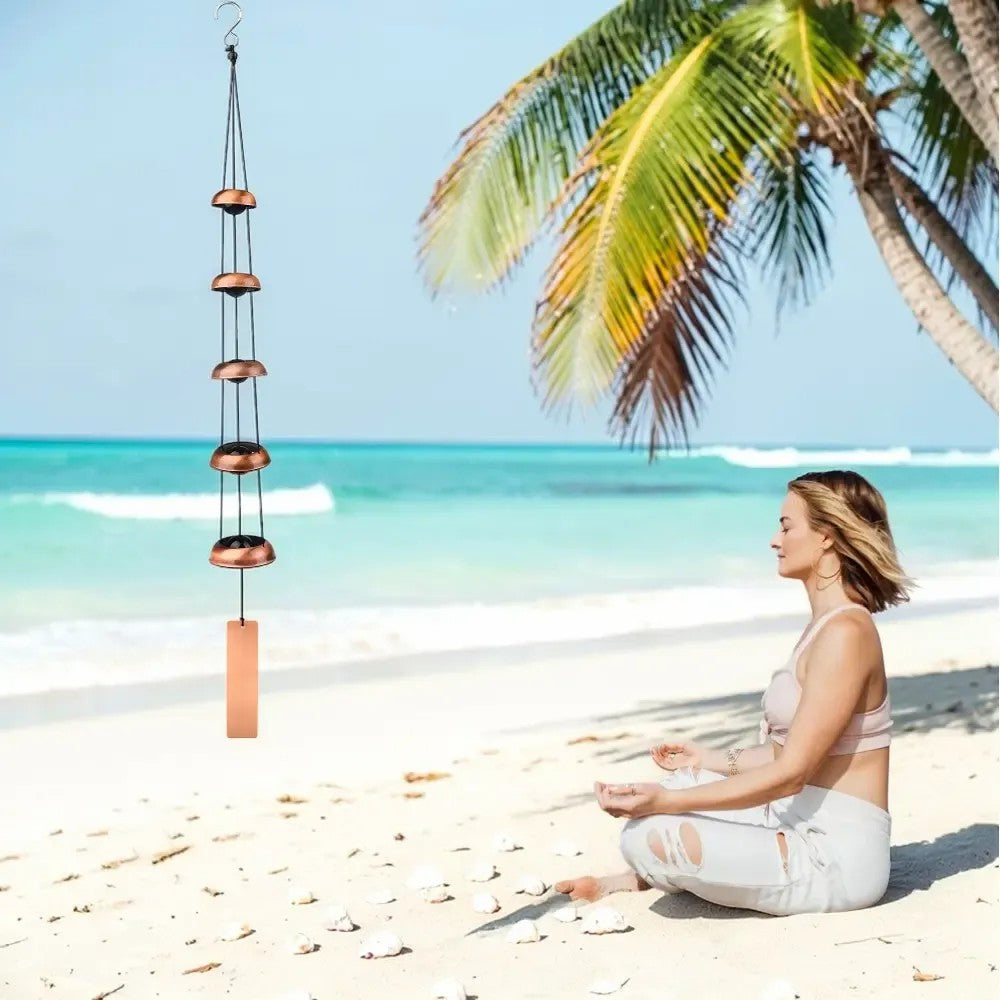 Quintet Brass Wind Chimes with Deep Relaxing Temple Tones