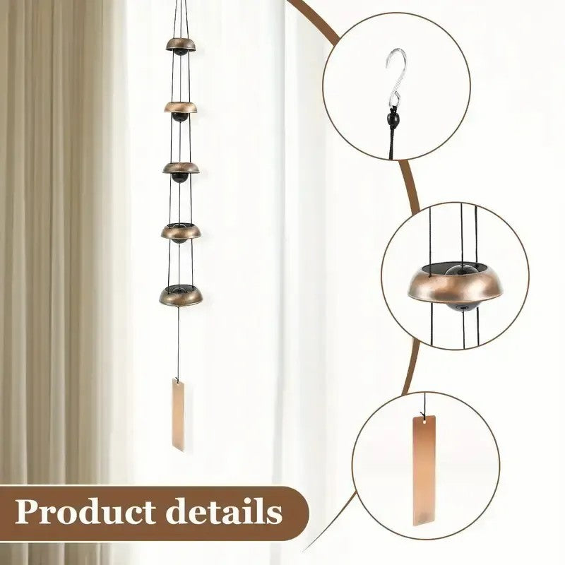 Quintet Brass Wind Chimes with Deep Relaxing Temple Tones