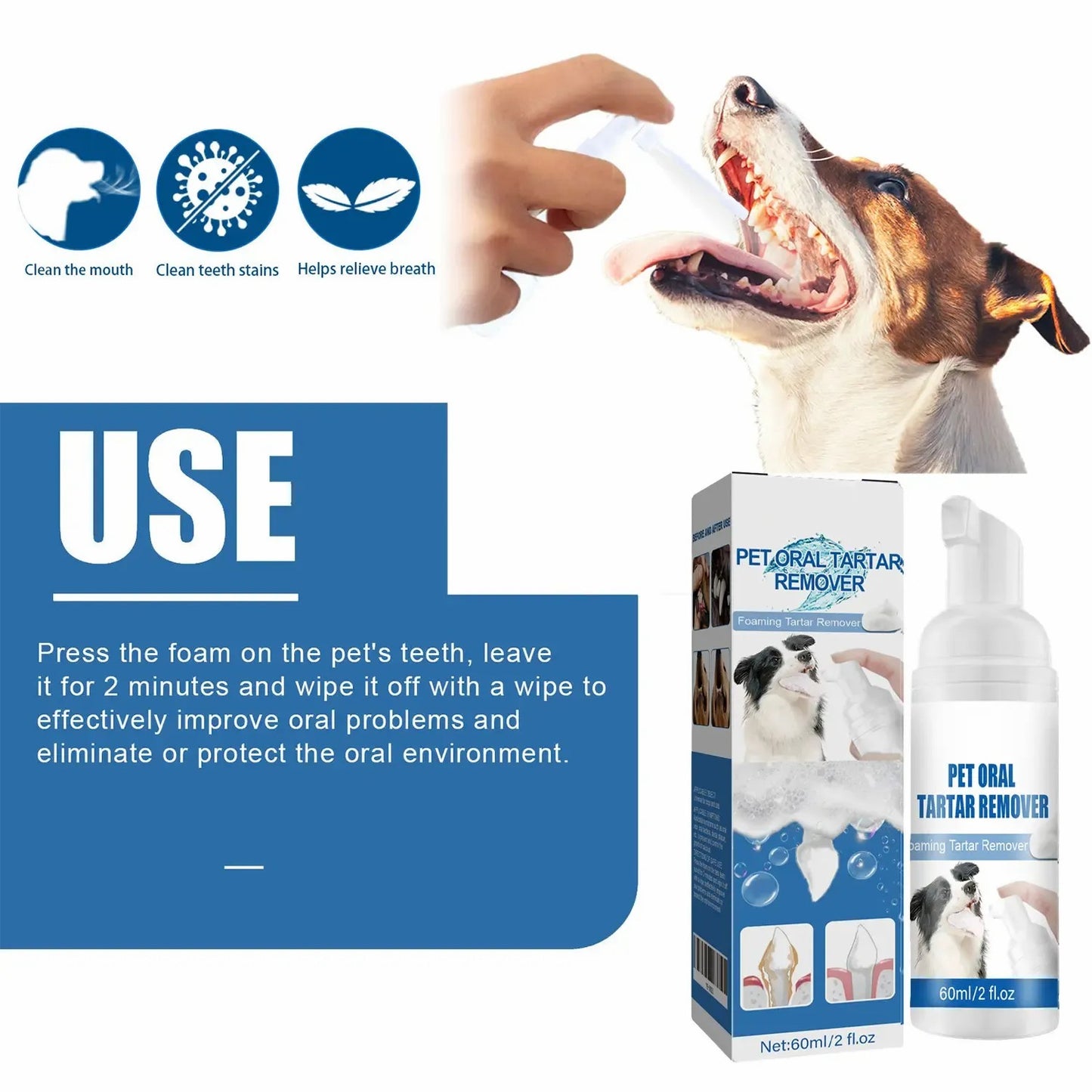 Advanced Foaming Pet Dental Spray for Tartar & Bad Breath