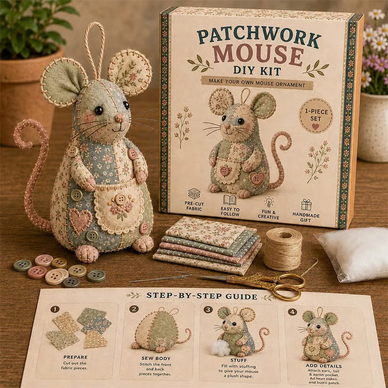 Handcrafted Vintage Mouse Plush Sewing Kit