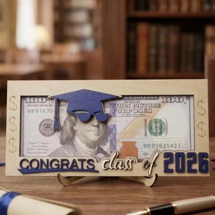 Graduation Money Holder 2026 Wooden Cash Gift Box