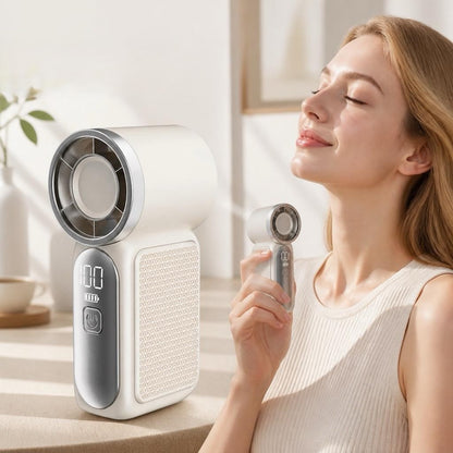 Mini Handheld Fan with LED Display – 6-Speed Turbo Pocket Fan for Women