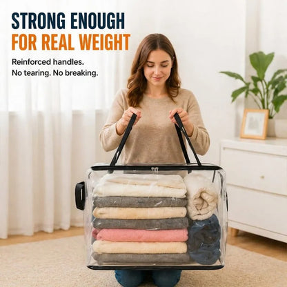 Large Heavy-Duty Thick Plastic Clear Storage Bag for Clothes, Moving & Storage