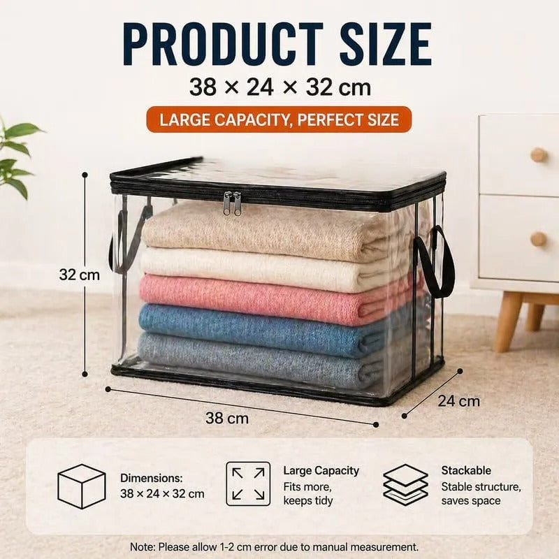Large Heavy-Duty Thick Plastic Clear Storage Bag for Clothes, Moving & Storage