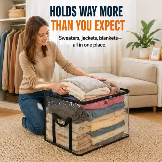 Large Heavy-Duty Thick Plastic Clear Storage Bag for Clothes, Moving & Storage