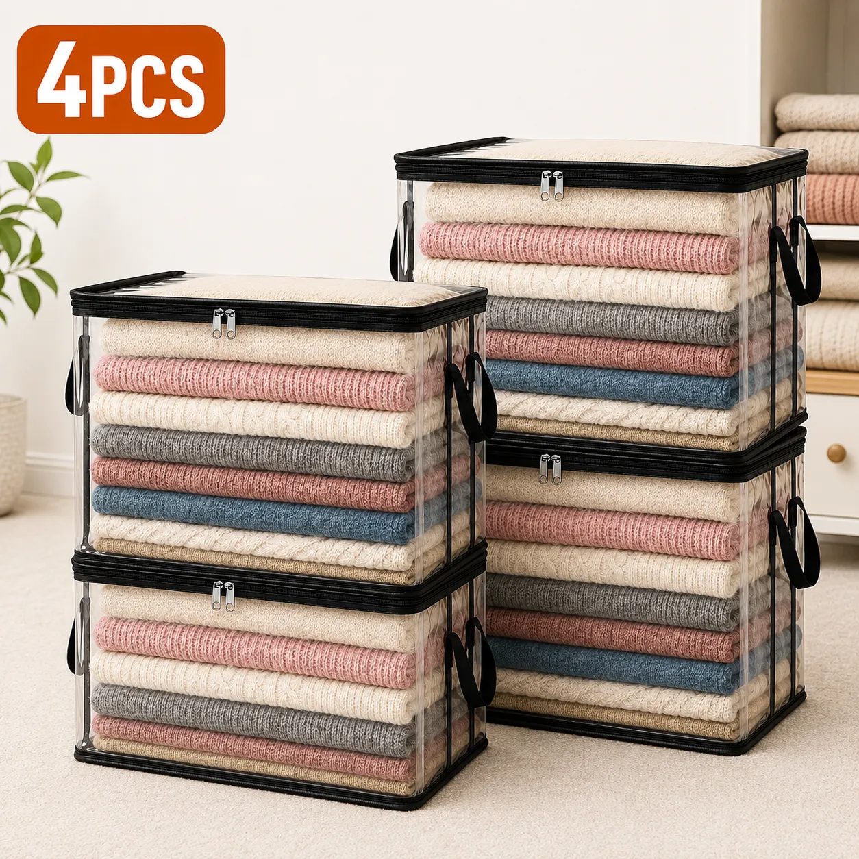 Large Heavy-Duty Thick Plastic Clear Storage Bag for Clothes, Moving & Storage