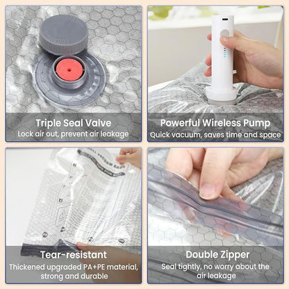 Cordless Travel Vacuum Bag Set for Space-Saving Packing