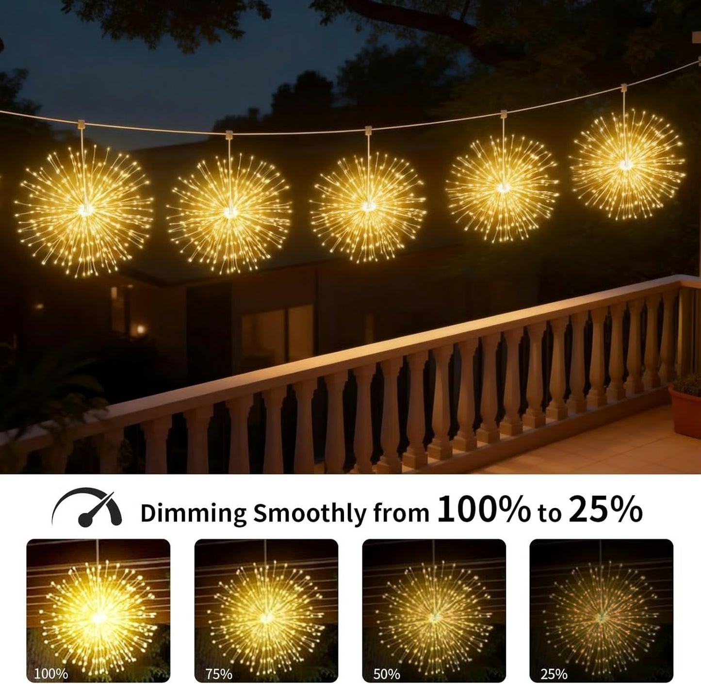 4-Pack Solar Fireworks Lights — 480 LEDs