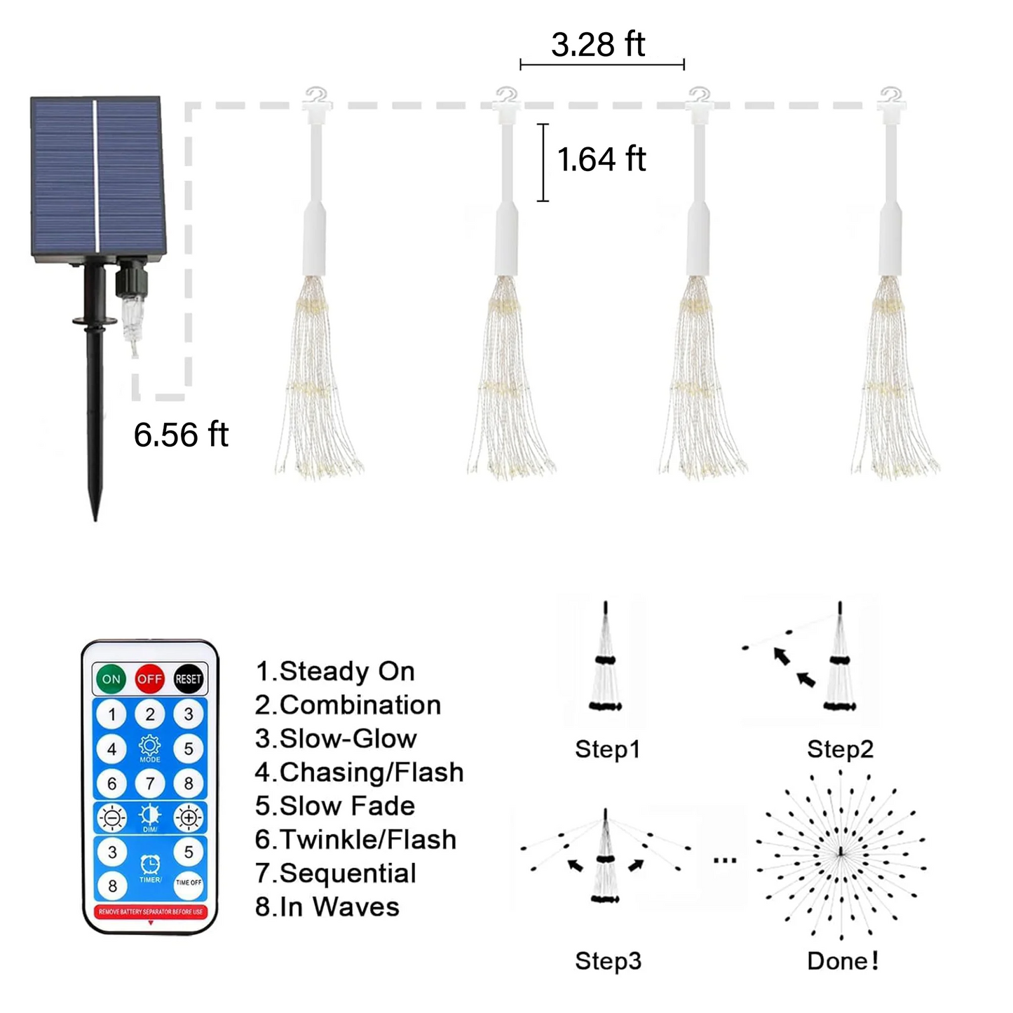 4-Pack Solar Fireworks Lights — 480 LEDs
