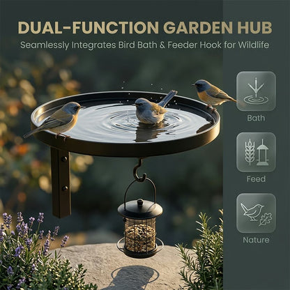 Wall-Mounted Metal Bird Bath with Hanging Hook