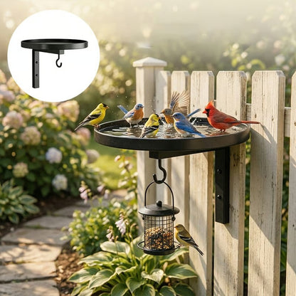 Wall-Mounted Metal Bird Bath with Hanging Hook