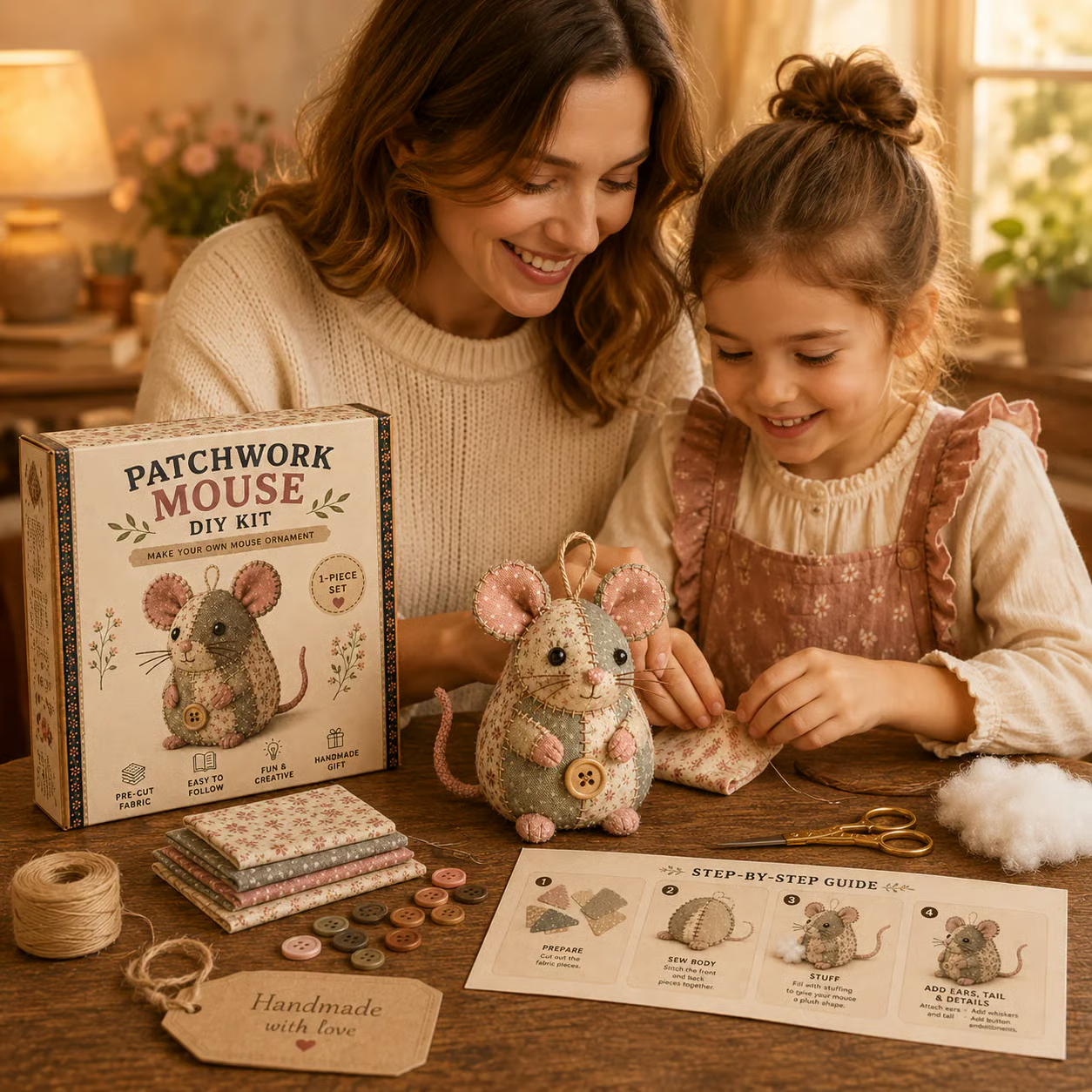 Handcrafted Vintage Mouse Plush Sewing Kit