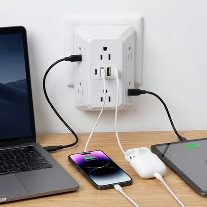 6-Outlet Extender with USB-C, Surge Protection & Night Light