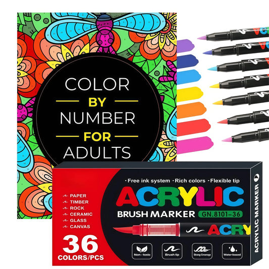Color By Number Art Book with 75 Beautiful Relaxing Adult Coloring Pages for Stress Relief
