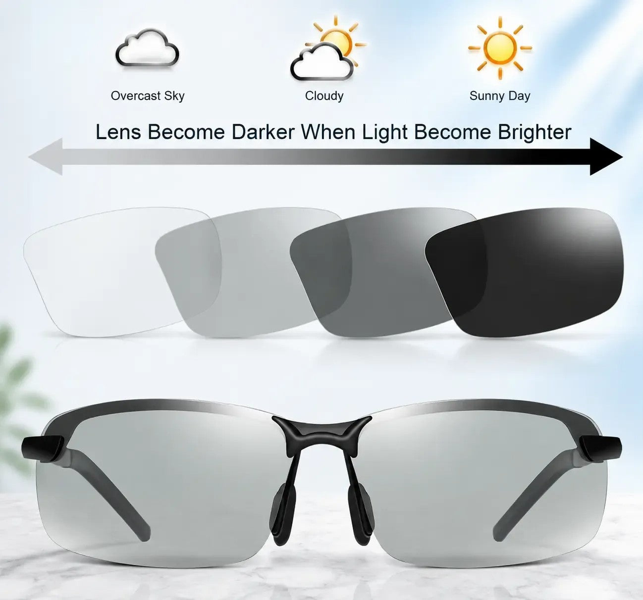 Photochromic Sunglasses with Anti-glare Polarized Lens