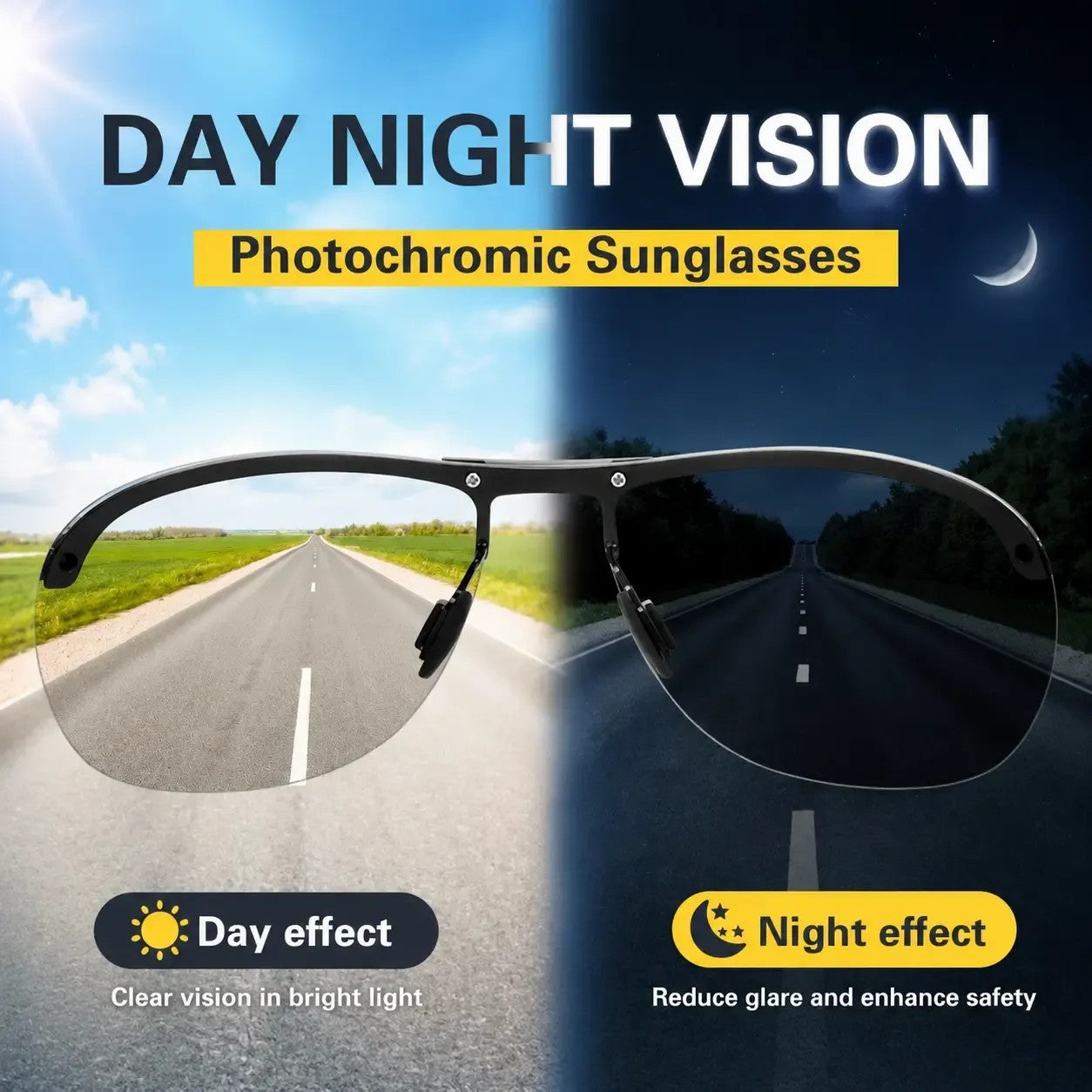 Photochromic Sunglasses with Anti-glare Polarized Lens