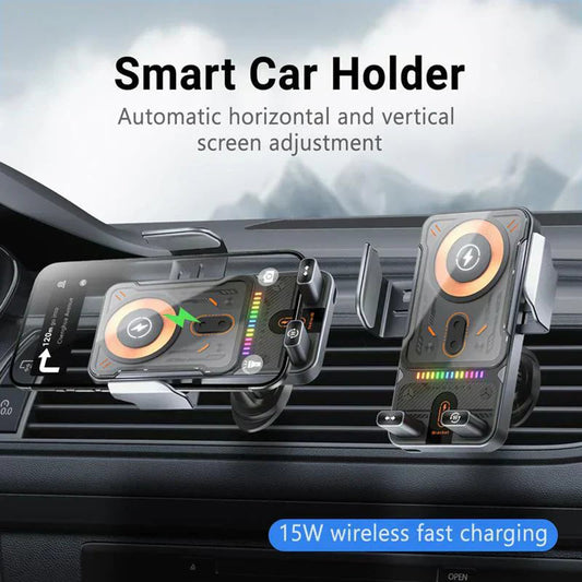 Cyberpunk Transparent Wireless Car Charger Mount