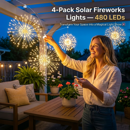 4-Pack Solar Fireworks Lights — 480 LEDs
