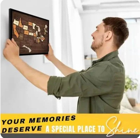🇺🇸 Wooden USA Travel Map Puzzle🧩A Stylish Way to Track Your Journey