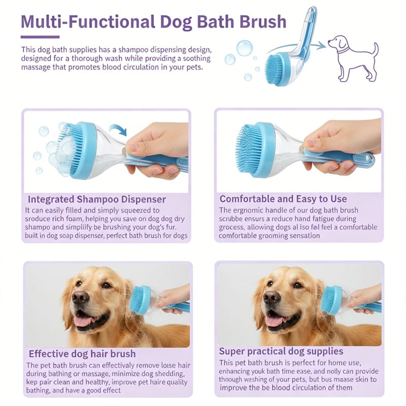 2 in 1 Pet Bath and Grooming Brush